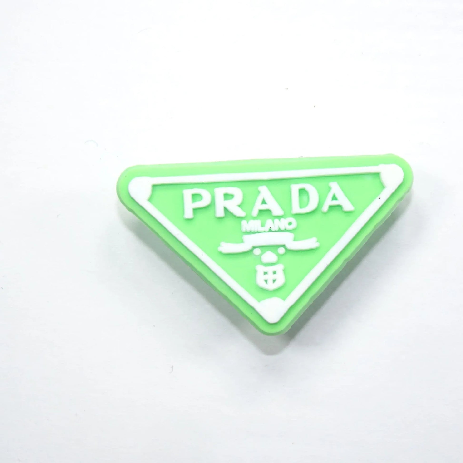 Prada Triplate Stylised Badge Logo Green On White Shoe Charm