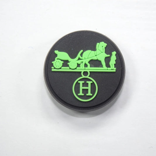 Hermes Round Badge Logo Green On Black Shoe Charm