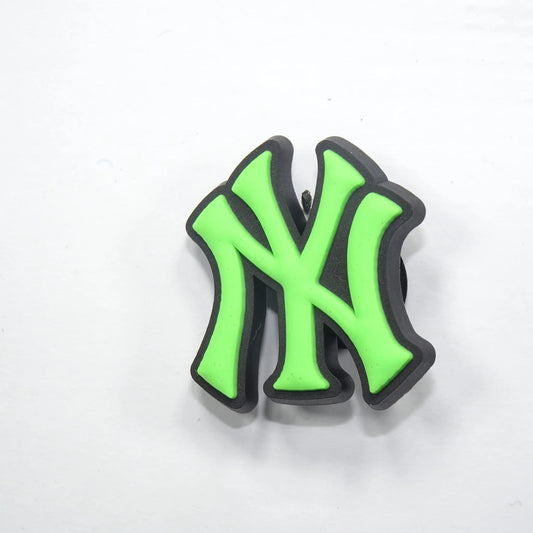 Ny New York Yankees Football Badge Logo Green On Black Shoe Charm