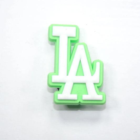 La Stylised Logo White On Green Shoe Charm
