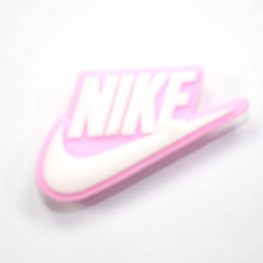 Nike Swoosh Logo White On Pink On White Shoe Charm