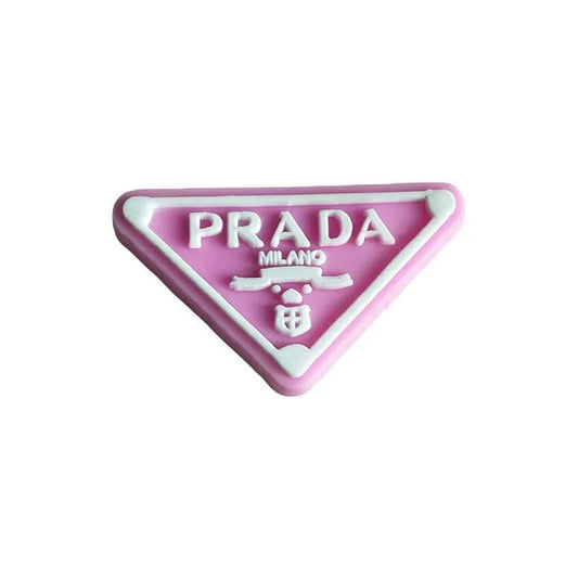 Prada Triplate Stylised Badge White On Pink Shoe Charm