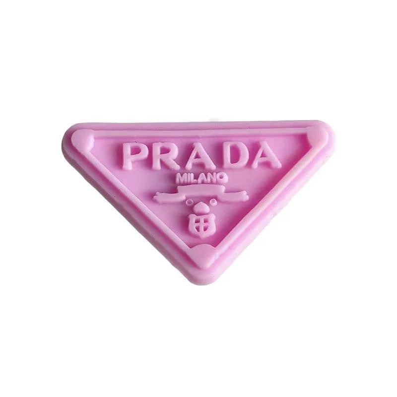 Prada Triplate Stylised Badge Pik On Pink Shoe Charm