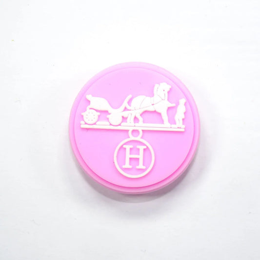 Hermes Round Badge Pink Shoe Charm