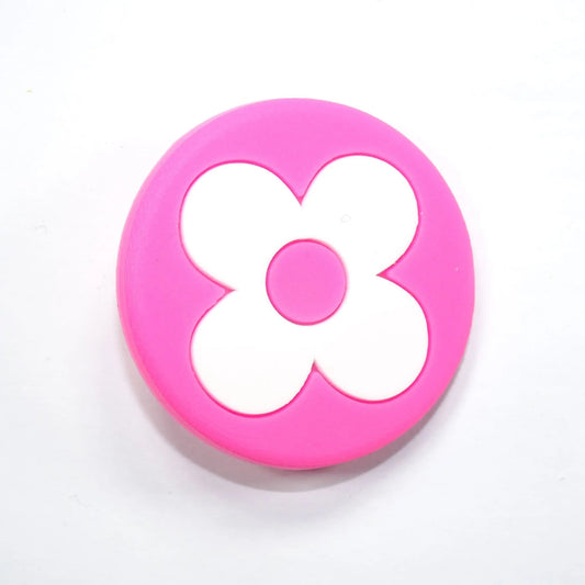 Lv Louis Vuitton Flower Badge Logo White On Dark Pink Shoe Charm