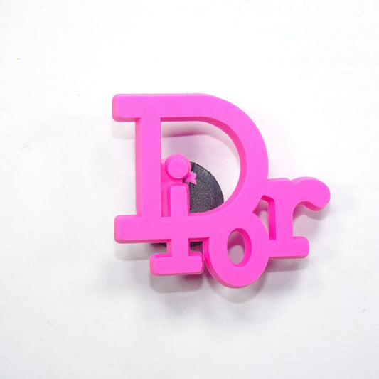 Dior French Luxury Stylised Logo Dark Pink Shoe Charm