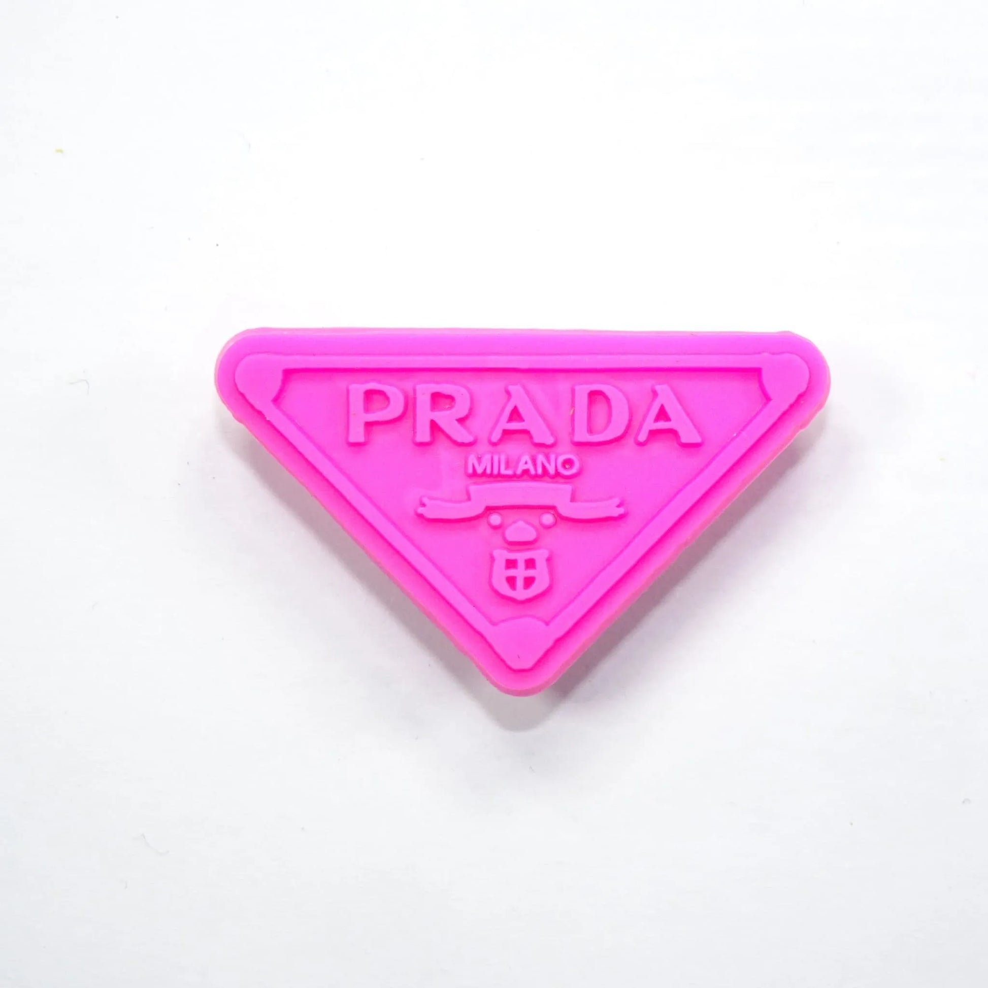 Prada Triplate Stylised Badge Logo Dark Pink On Dark Pink Shoe Charm