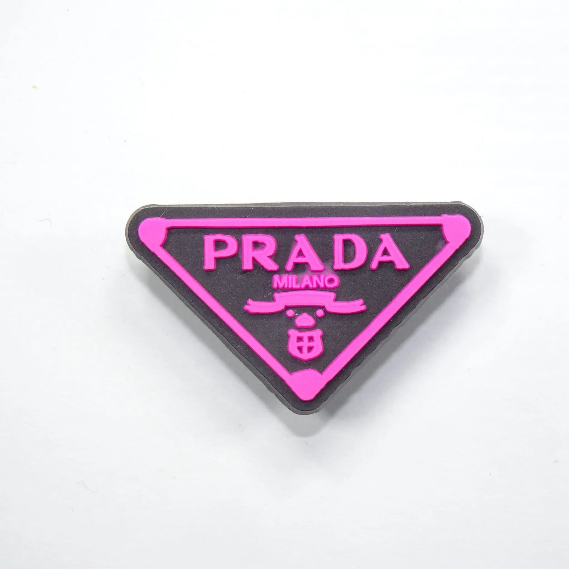 Prada Triplate Stylised Badge Logo Dark Pink On Black Shoe Charm