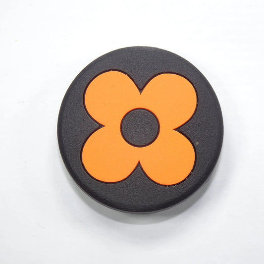 Lv Louis Vuitton Flower Badge Logo Orange On Black Shoe Charm