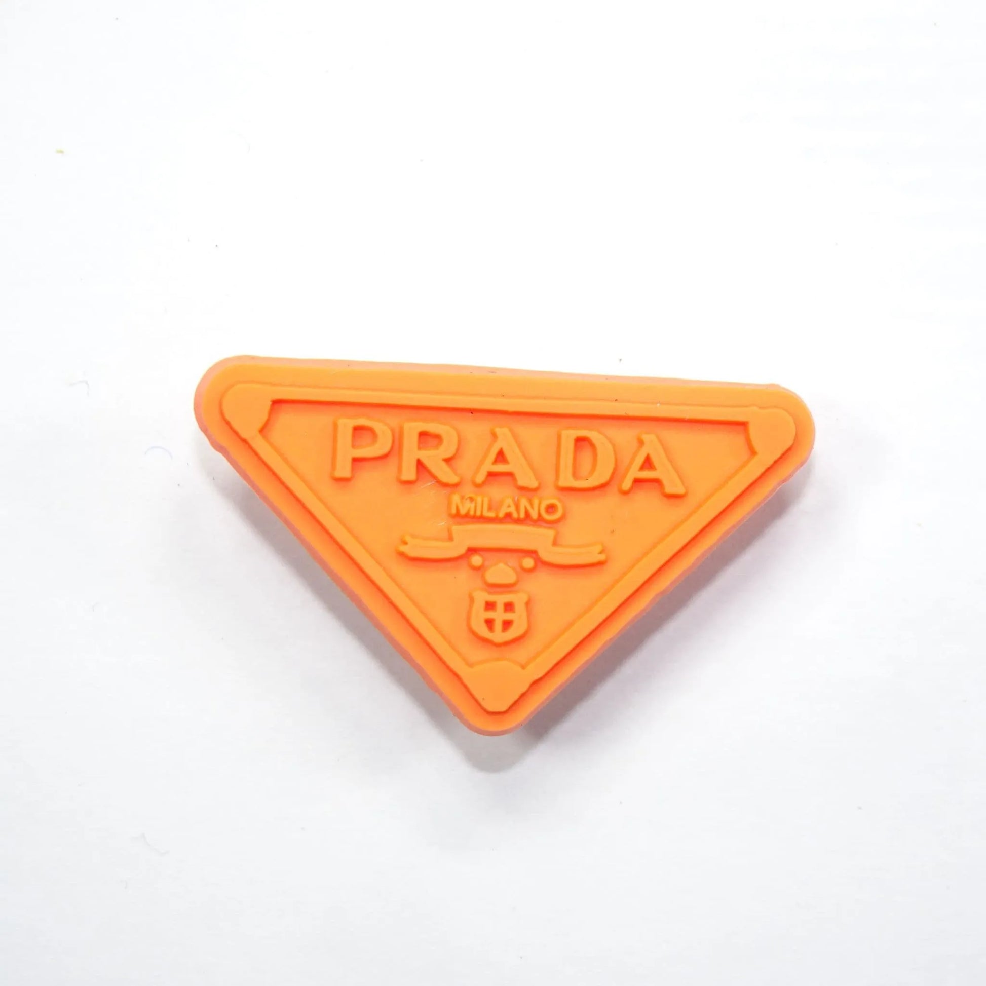 Prada Triplate Stylised Badge Logo Orange On Orange Shoe Charm