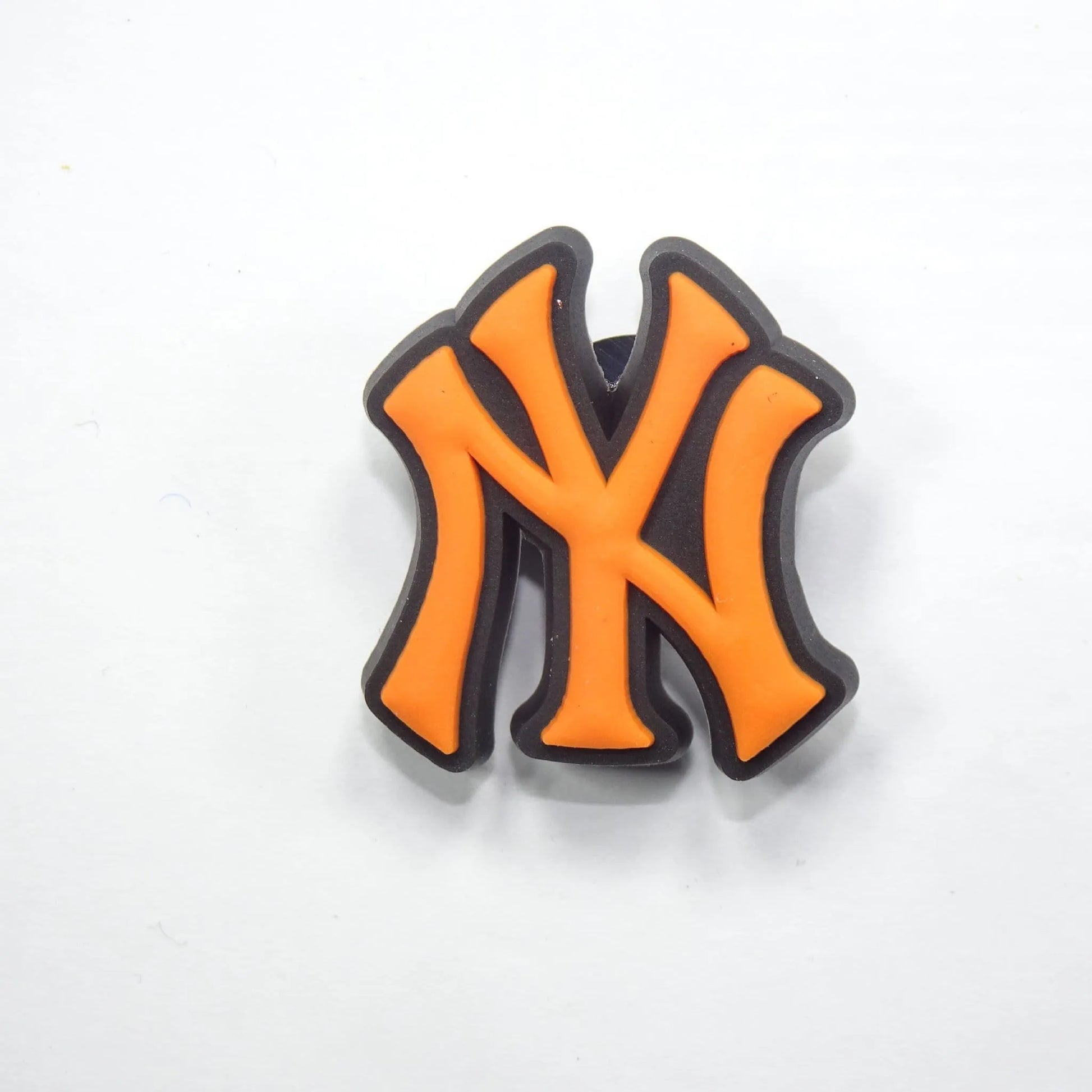 Ny New York Yankees Football Badge Logo Orange On Black Shoe Charm