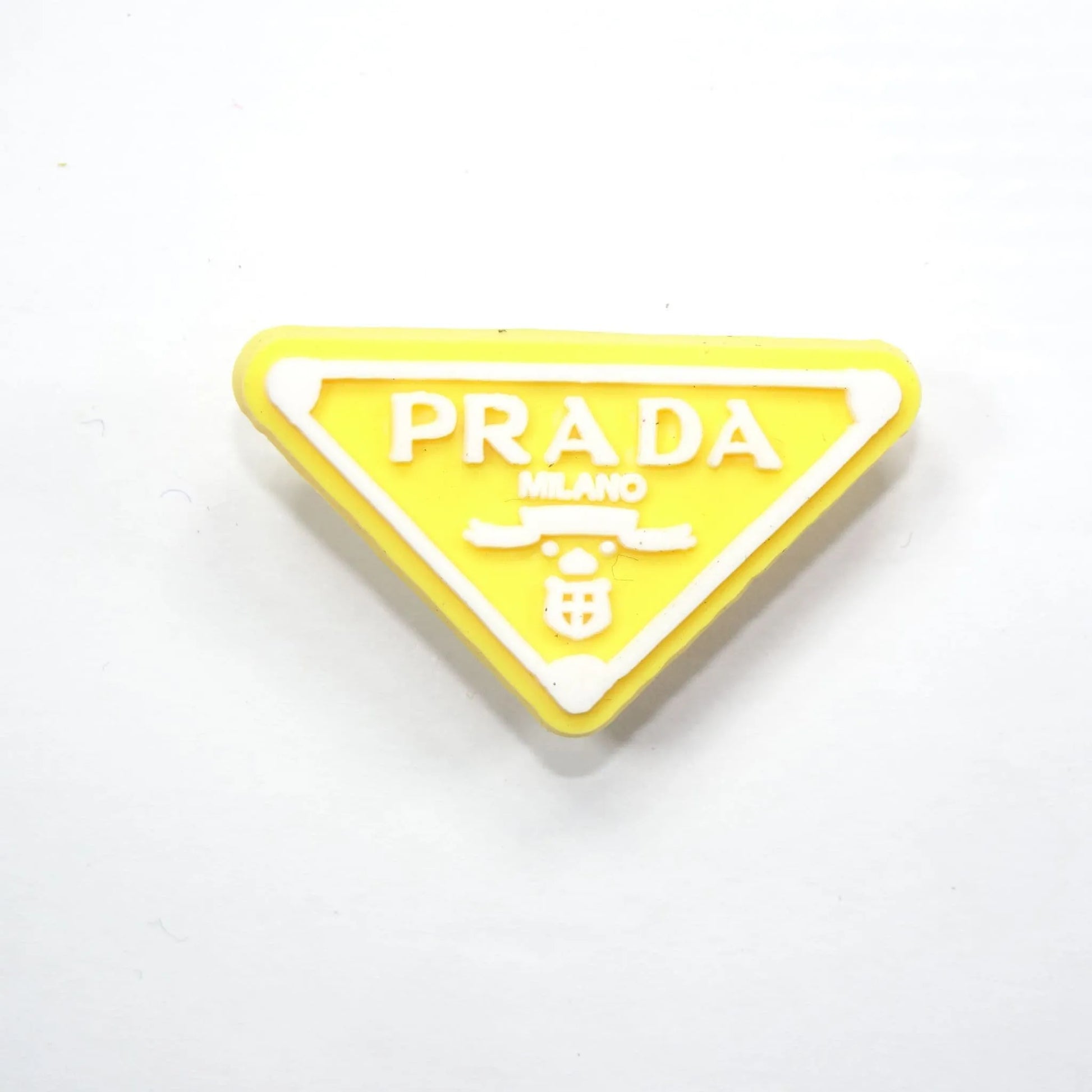 Prada Triplate Stylised Badge Logo White On Yellow Shoe Charm