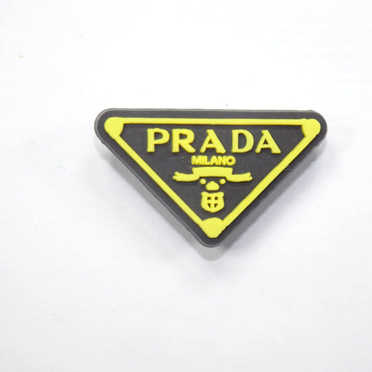 Prada Triplate Stylised Badge Logo Yellow On Black Shoe Charm