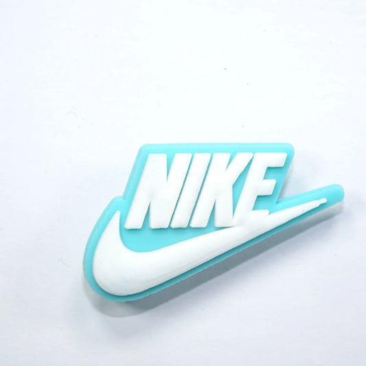 Nike Swoosh Logo White On Aqua Shoe Charm
