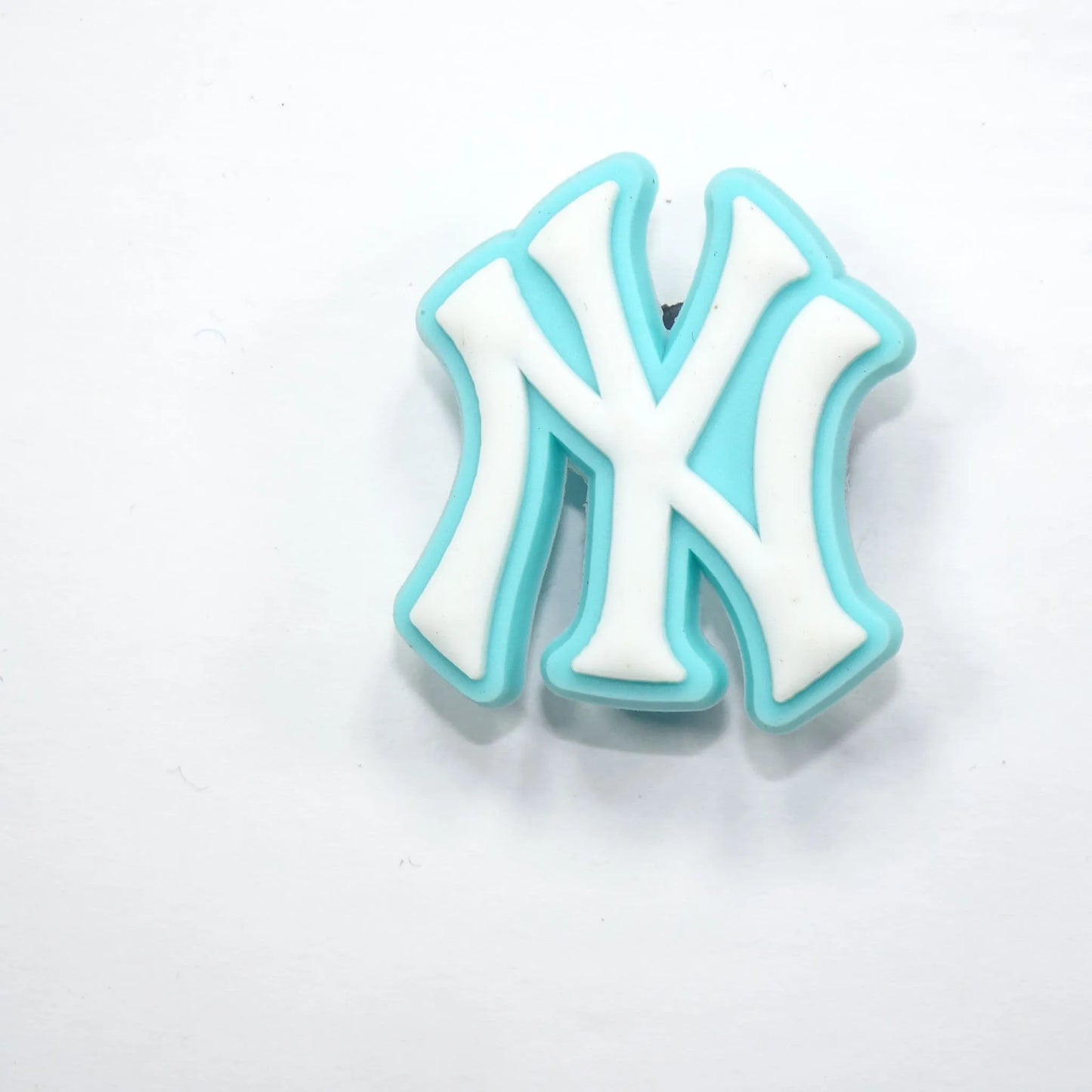 Ny New York Yankees Football Badge Logo White On Aqua Shoe Charm
