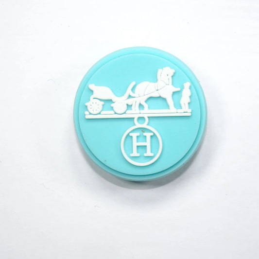 Hermes Round Badge Logo Aqua Shoe Charm