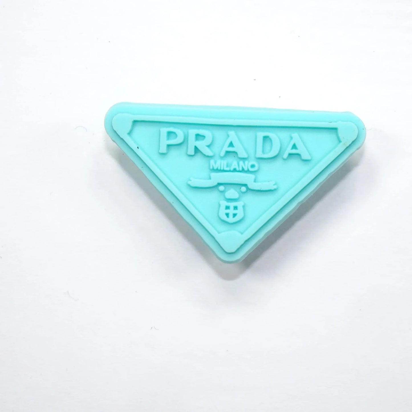 Prada Triplate Stylised Badge Logo Aqua On Aqua Shoe Charm