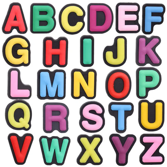 Shoe charm - A-Z CAPITAL LETTERS, Colours on Black