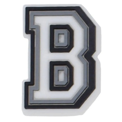 Shoe charm - A-Z CAPITAL LETTERS, Black border with white letters