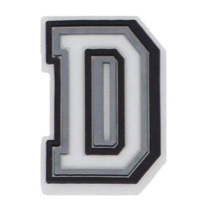 Shoe charm - A-Z CAPITAL LETTERS, Black border with white letters