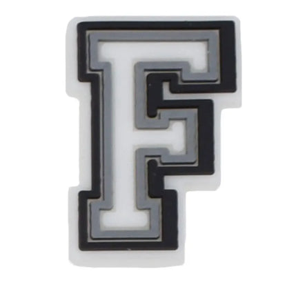 Shoe charm - A-Z CAPITAL LETTERS, Black border with white letters
