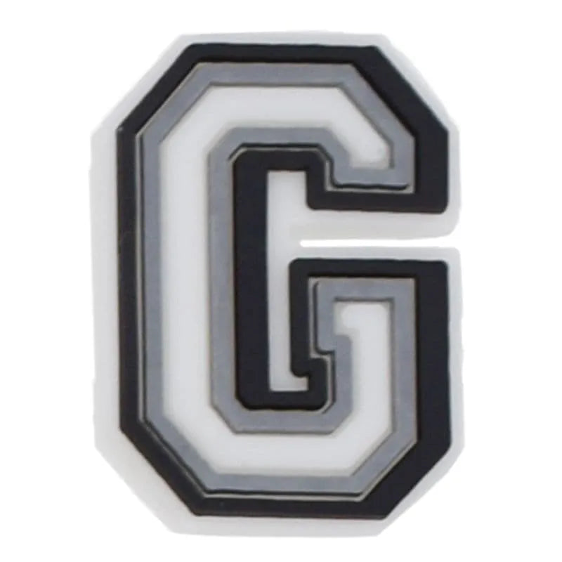 Shoe charm - A-Z CAPITAL LETTERS, Black border with white letters