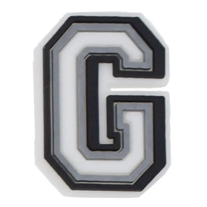 Shoe charm - A-Z CAPITAL LETTERS, Black border with white letters