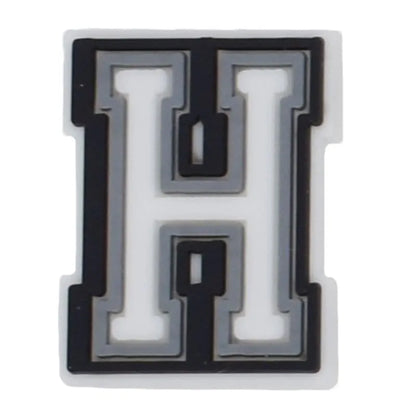 Shoe charm - A-Z CAPITAL LETTERS, Black border with white letters