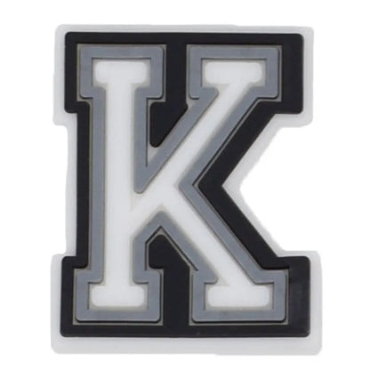 Shoe charm - A-Z CAPITAL LETTERS, Black border with white letters
