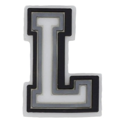 Shoe charm - A-Z CAPITAL LETTERS, Black border with white letters