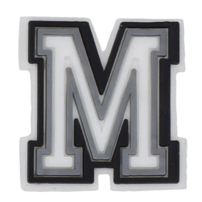 Shoe charm - A-Z CAPITAL LETTERS, Black border with white letters