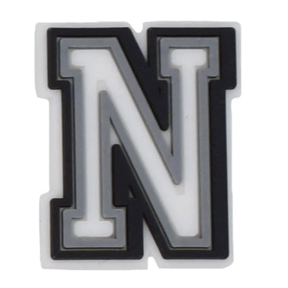 Shoe charm - A-Z CAPITAL LETTERS, Black border with white letters