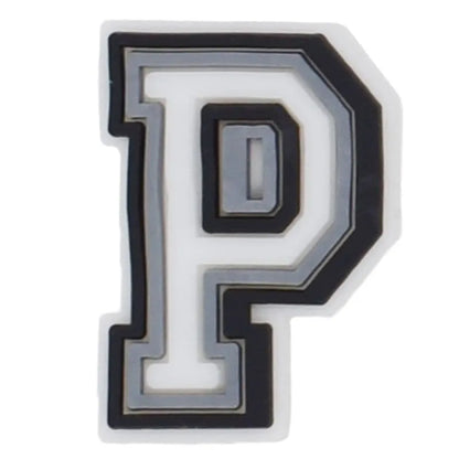 Shoe charm - A-Z CAPITAL LETTERS, Black border with white letters
