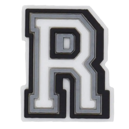 Shoe charm - A-Z CAPITAL LETTERS, Black border with white letters