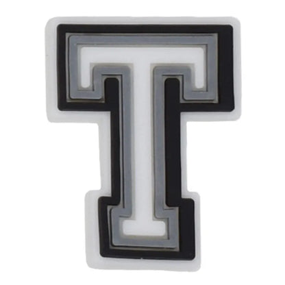 Shoe charm - A-Z CAPITAL LETTERS, Black border with white letters