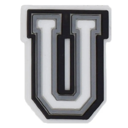 Shoe charm - A-Z CAPITAL LETTERS, Black border with white letters