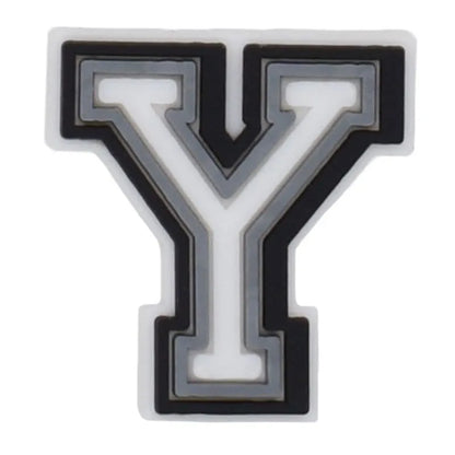 Shoe charm - A-Z CAPITAL LETTERS, Black border with white letters