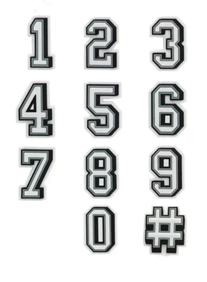 Black and White Number Shoe Charms