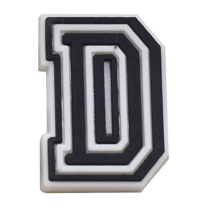 Shoe charm - A-Z CAPITAL LETTERS, Black on White
