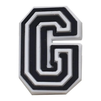 Shoe charm - A-Z CAPITAL LETTERS, Black on White