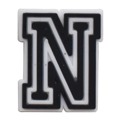 Shoe charm - A-Z CAPITAL LETTERS, Black on White