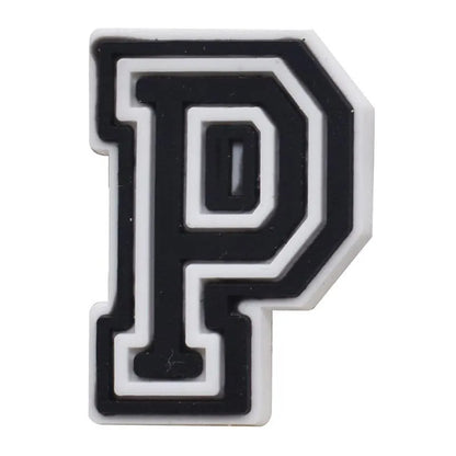 Shoe charm - A-Z CAPITAL LETTERS, Black on White