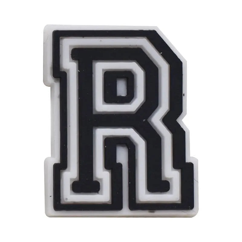 Shoe charm - A-Z CAPITAL LETTERS, Black on White