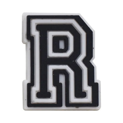 Shoe charm - A-Z CAPITAL LETTERS, Black on White