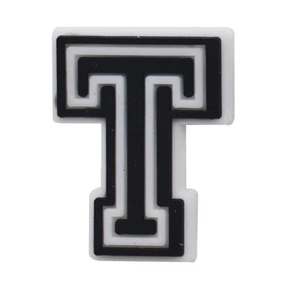 Shoe charm - A-Z CAPITAL LETTERS, Black on White