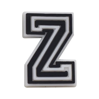 Shoe charm - A-Z CAPITAL LETTERS, Black on White