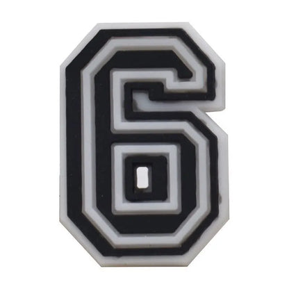 Black and White with Grey Number Shoe Charms