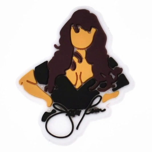 Long Brown Hair Singer Shoe Charm