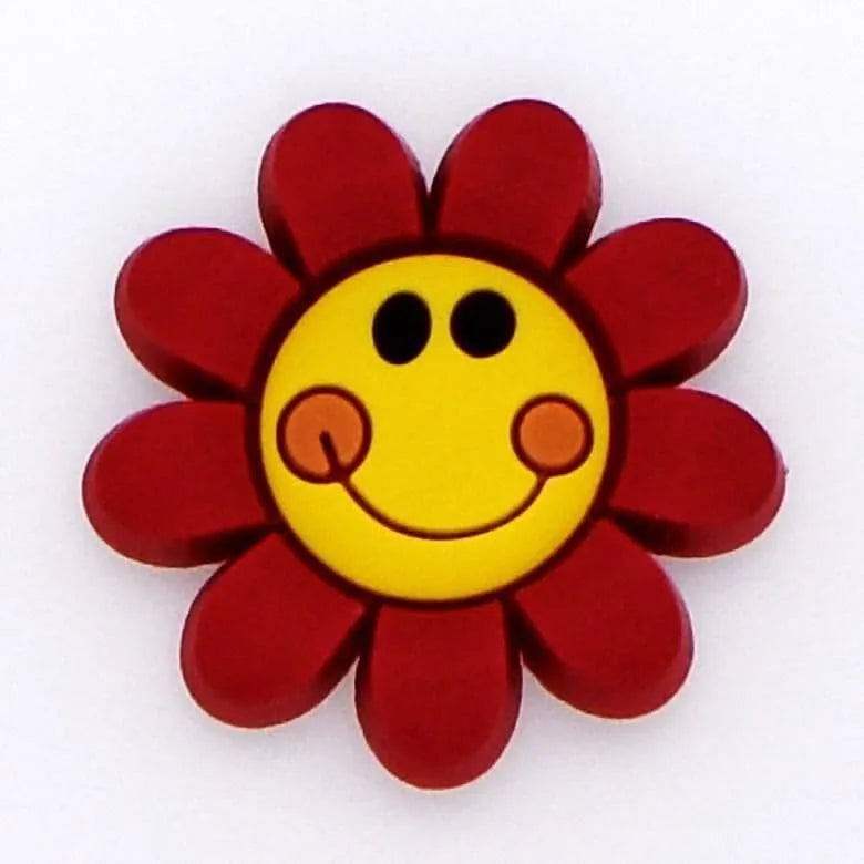 Flower Red Smiley Flower Shoe Charm