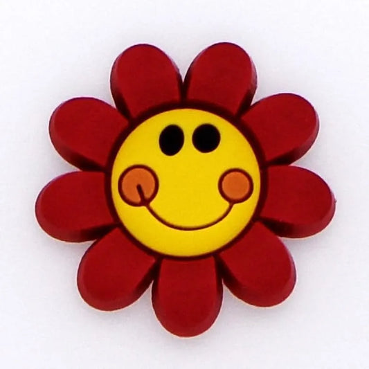 Flower Red Smiley Flower Shoe Charm